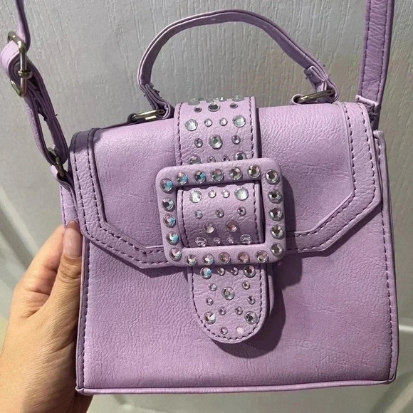 "OMG" Rhinestone Buckle Crossbody Bag - Picture 5 of 7